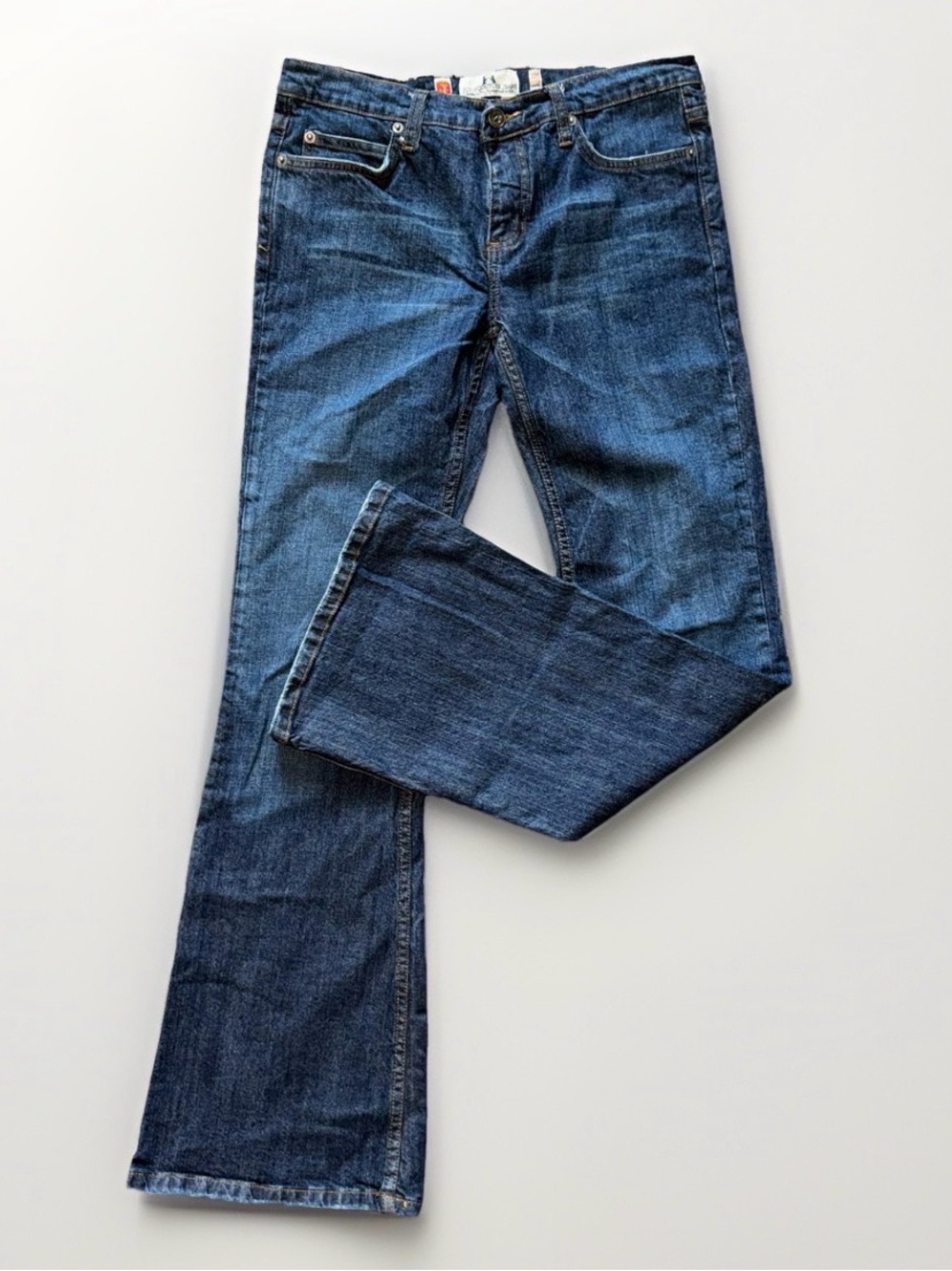 Juicy Couture Y2K Style Dark Blue Flare Jeans with Rhinestone Back Pocket